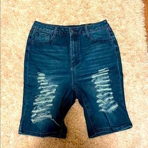 Fashion Nova distressed jean shorts
